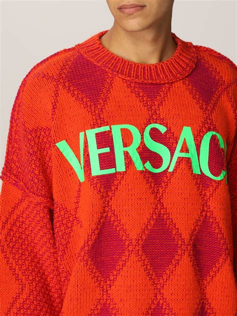 versace orange blue sweater